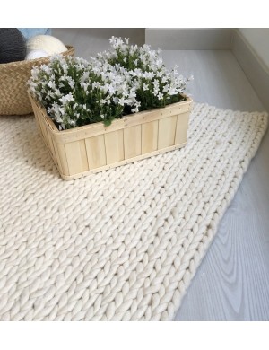 NORDICA - alfombra blanca trenzada 140x200